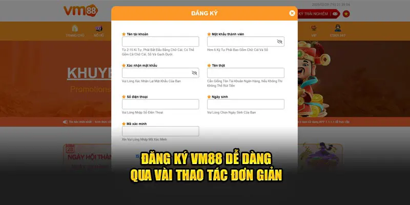 Đăng ký VM88 dễ dàng qua vài thao tác đơn giản