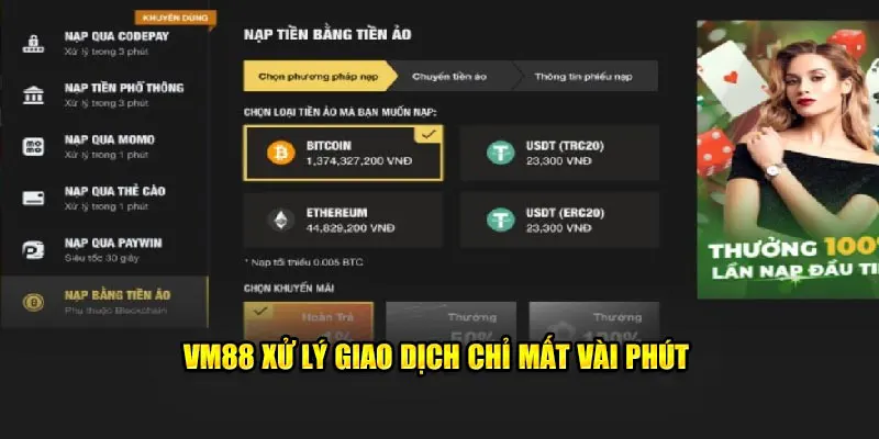 VM88 xử lý giao dịch chỉ mất vài phút